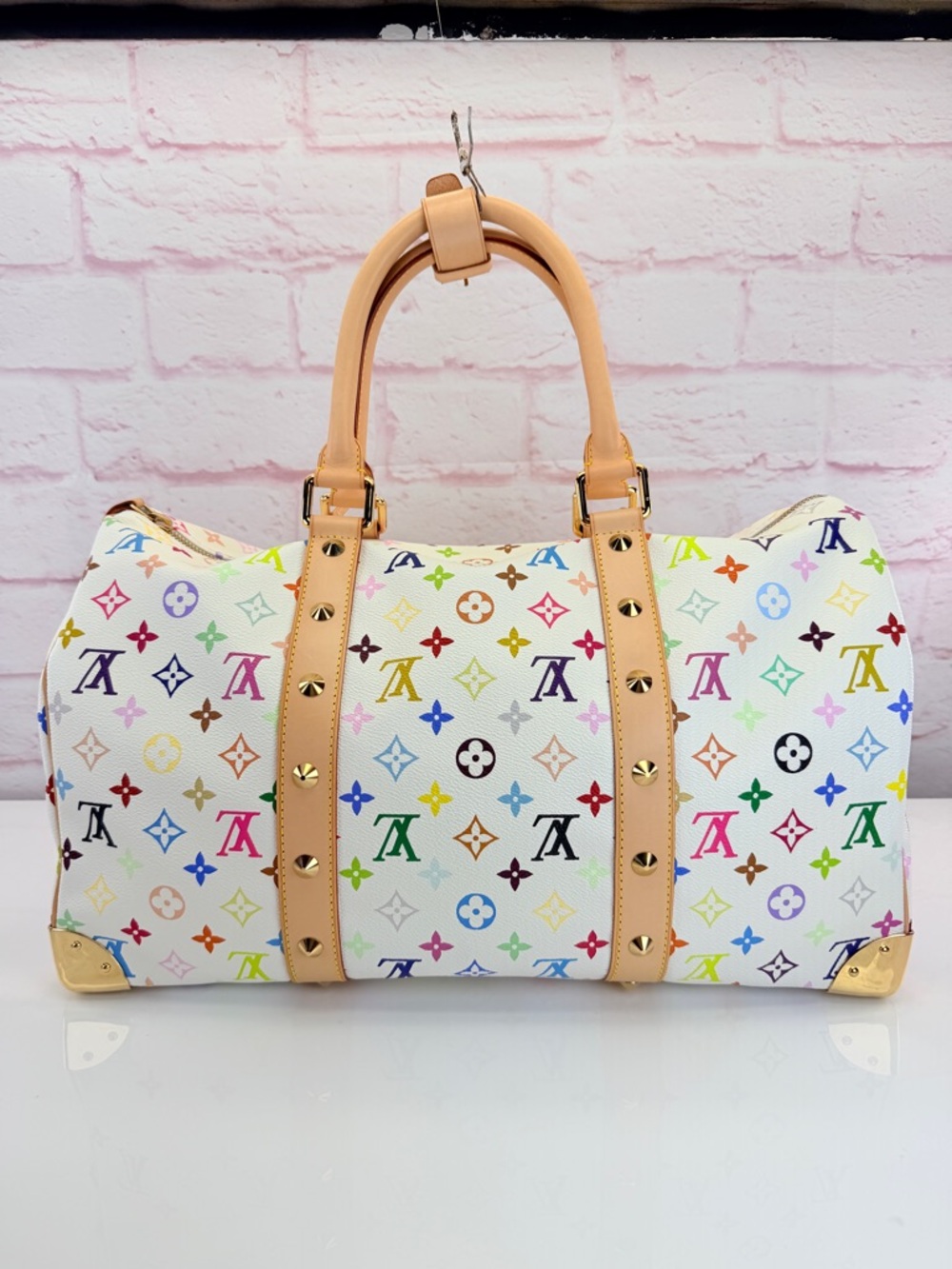 Louis Vuitton Multicolor Murakami Monogram White Canvas Keepall 2003 45 - Picture 5 of 16